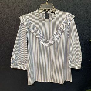 Express Blue and White Striped Blouse